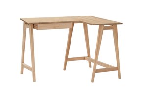 Luka L-vormig bureau met essenhouten poten - 115x85cm