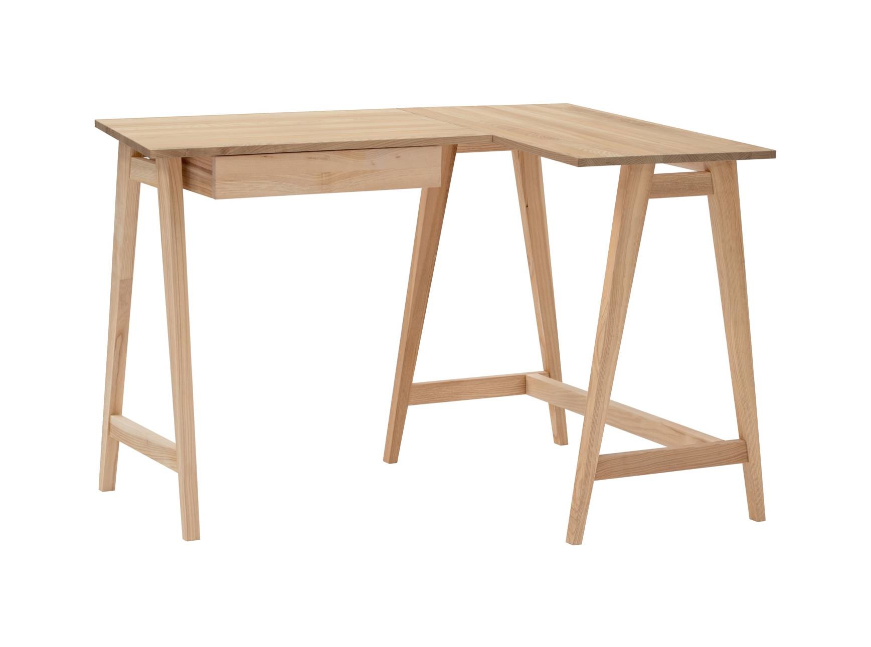 Luka L-vormig bureau met essenhouten poten - 115x85cm
