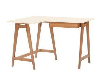 Luka Hoekbureau in Krijtwit met Eiken poten - Links, 115x85cm