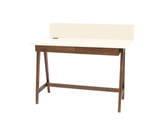 Luka krijtwit Bureau - Houten poten - 110cm x 75cm x 50cm - 2 laden - FSCMIX gecertificeerd