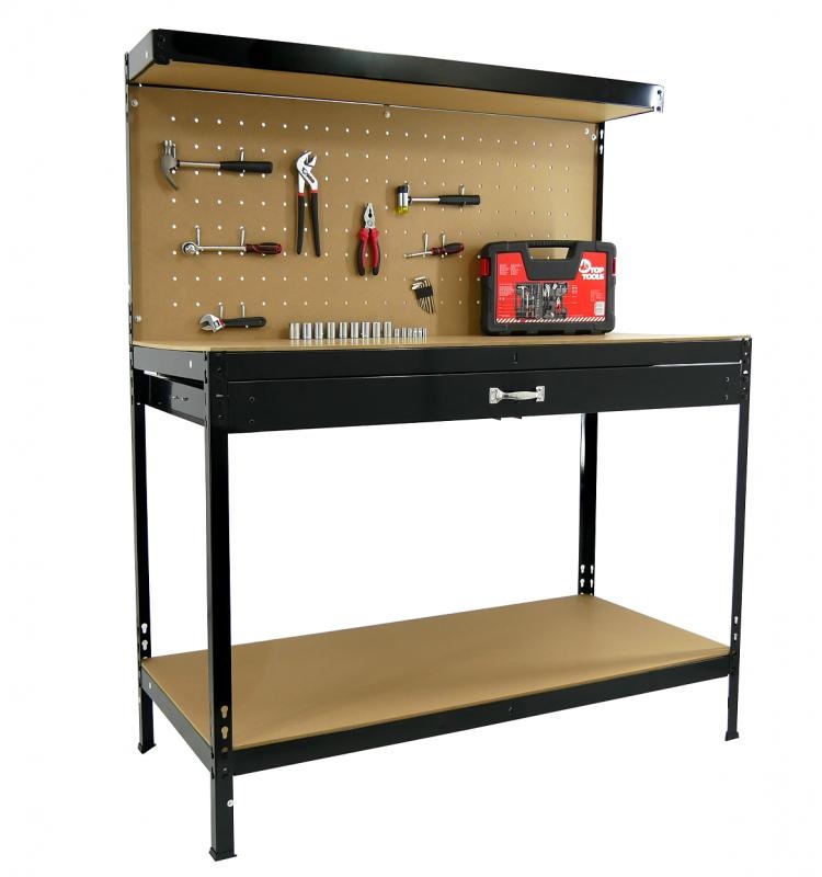 Garden Line - werkbank - met achterwand & lade - 119x50x149,5cm