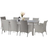 Garden Line - tuinset - 8 personen - rattan - grijs