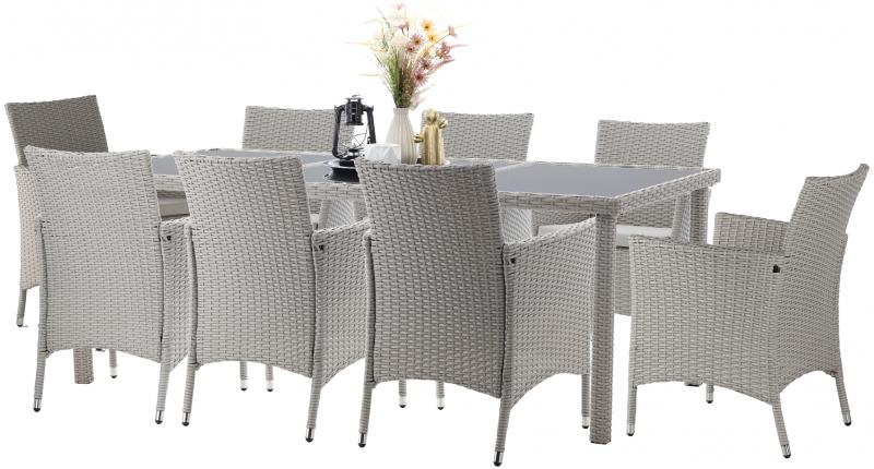 Garden Line - tuinset - 8 personen - rattan - grijs
