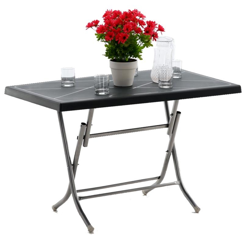 Garden Line - tuintafel - kunststof - 65x115x74 cm - zwart