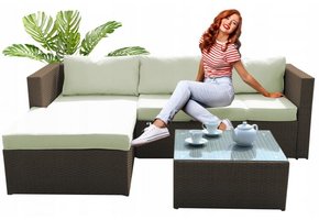 Garden Line - tuinset -  loungeset - met kussens - crème bruin