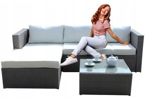 Garden Line - tuinset -  loungeset - met kussens - wit bruin