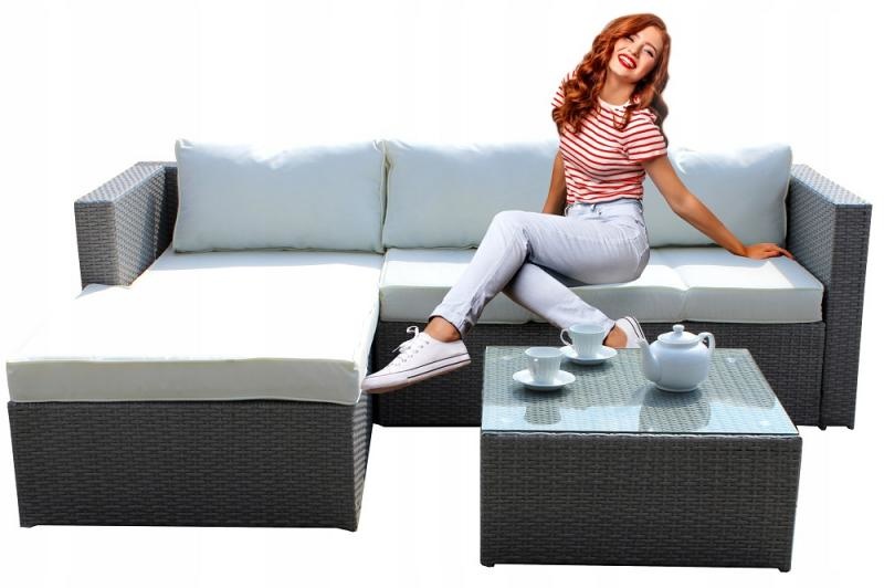 Garden Line - tuinset -  loungeset - met kussens - wit bruin