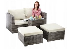 Garden Line - tuinset - loungeset - rattan - bruin crème