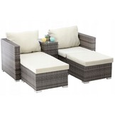 Garden Line - tuinset - loungeset - rattan - bruin crème