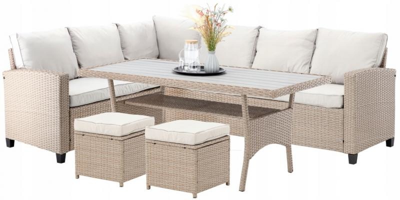 Garden Line - tuinset - rattan - met hoekbank - beige