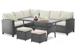Garden Line - tuinset - rattan - met hoekbank - grijs