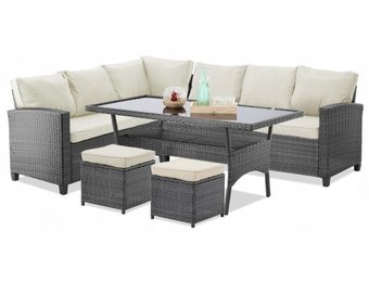 Garden Line - tuinset - rattan - met hoekbank - grijs