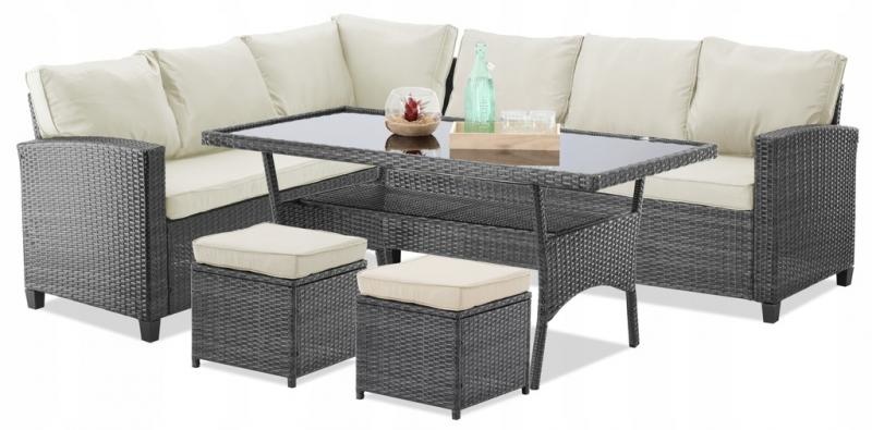 Garden Line - tuinset - rattan - met hoekbank - grijs