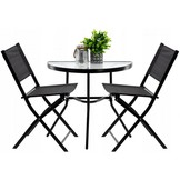 Garden Line - bistroset - maantafel - klapbare stoelen - zwart