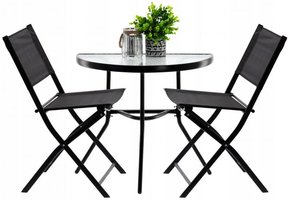 Garden Line - bistroset - maantafel - klapbare stoelen - zwart