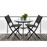 Garden Line - bistroset - maantafel - klapbare stoelen - zwart