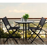 Garden Line - bistroset - maantafel - klapbare stoelen - zwart