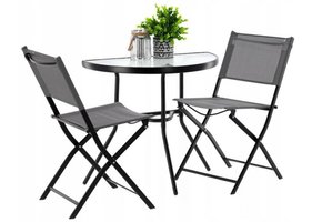Garden Line - bistroset - maantafel - klapbare stoelen - grijs