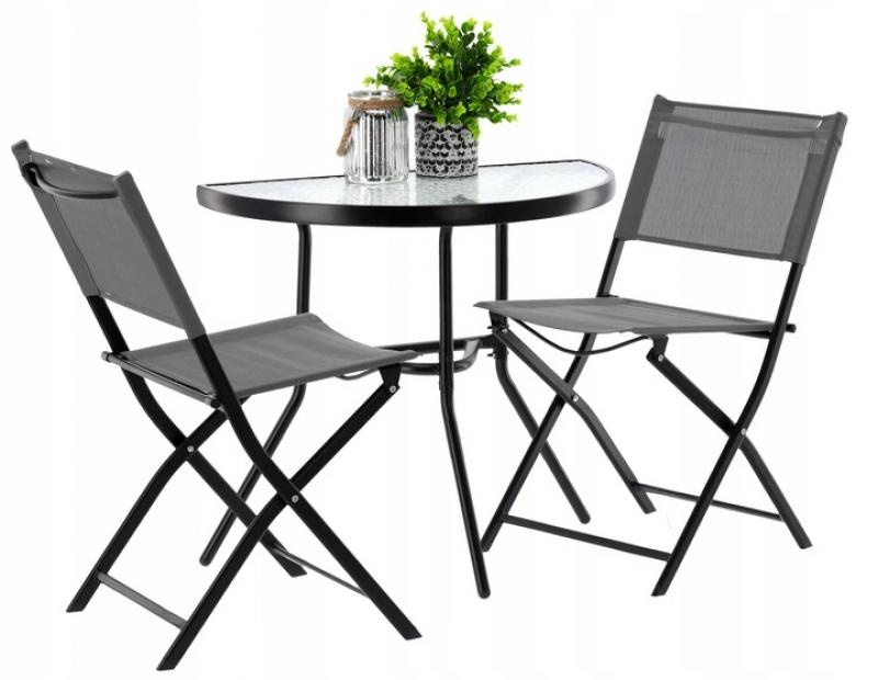 Garden Line - bistroset - maantafel - klapbare stoelen - grijs