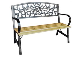 Garden Line - tuinbank - 120x56x89 cm - hout staal - zwart