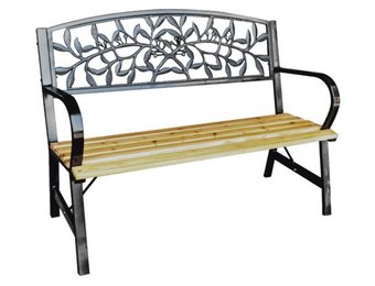 Garden Line - tuinbank - 120x56x89 cm - hout staal - zwart