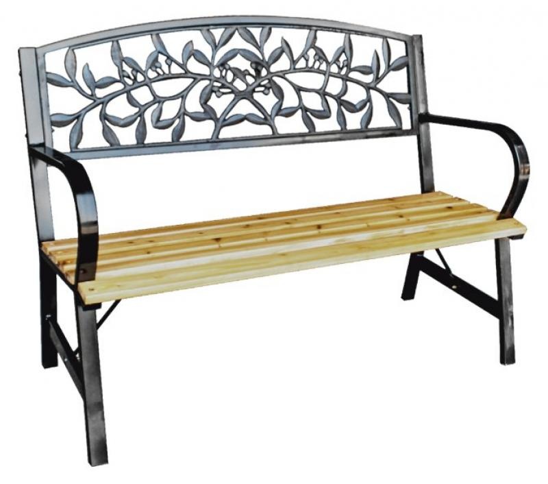 Garden Line - tuinbank - 120x56x89 cm - hout staal - zwart