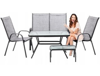 Garden Line - tuinset - koffietafel - 5-delig - grijs