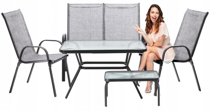 Garden Line - tuinset - koffietafel - 5-delig - grijs