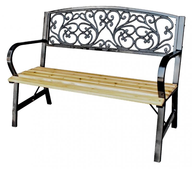 Garden Line - tuinbank - 120x56x87 cm - hout staal - zwart