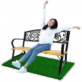 Garden Line - tuinbank - 120x56x87 cm - hout staal - zwart