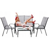 Garden Line - tuinset - textiel - staal - 4 persoons - grijs