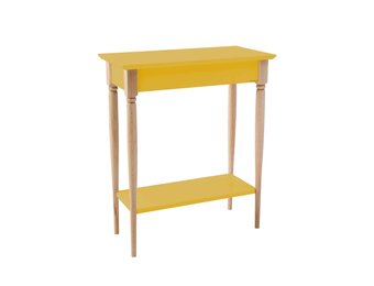 Mamo Consoletafel - Bezem Geel | Natuurlijk Beukenhout Poten - 65x35x74cm