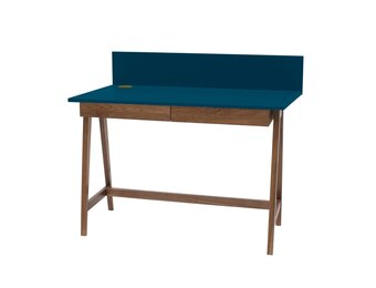 Luka Schrijftafel - Petrolblauw - 110cm breed - Eiken poten - FSC gecertificeerd