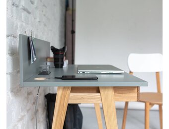 Luka schrijftafel - Zeegroen - Essenpoten - 85cm breed - met lade - FSCMIX gecertificeerd