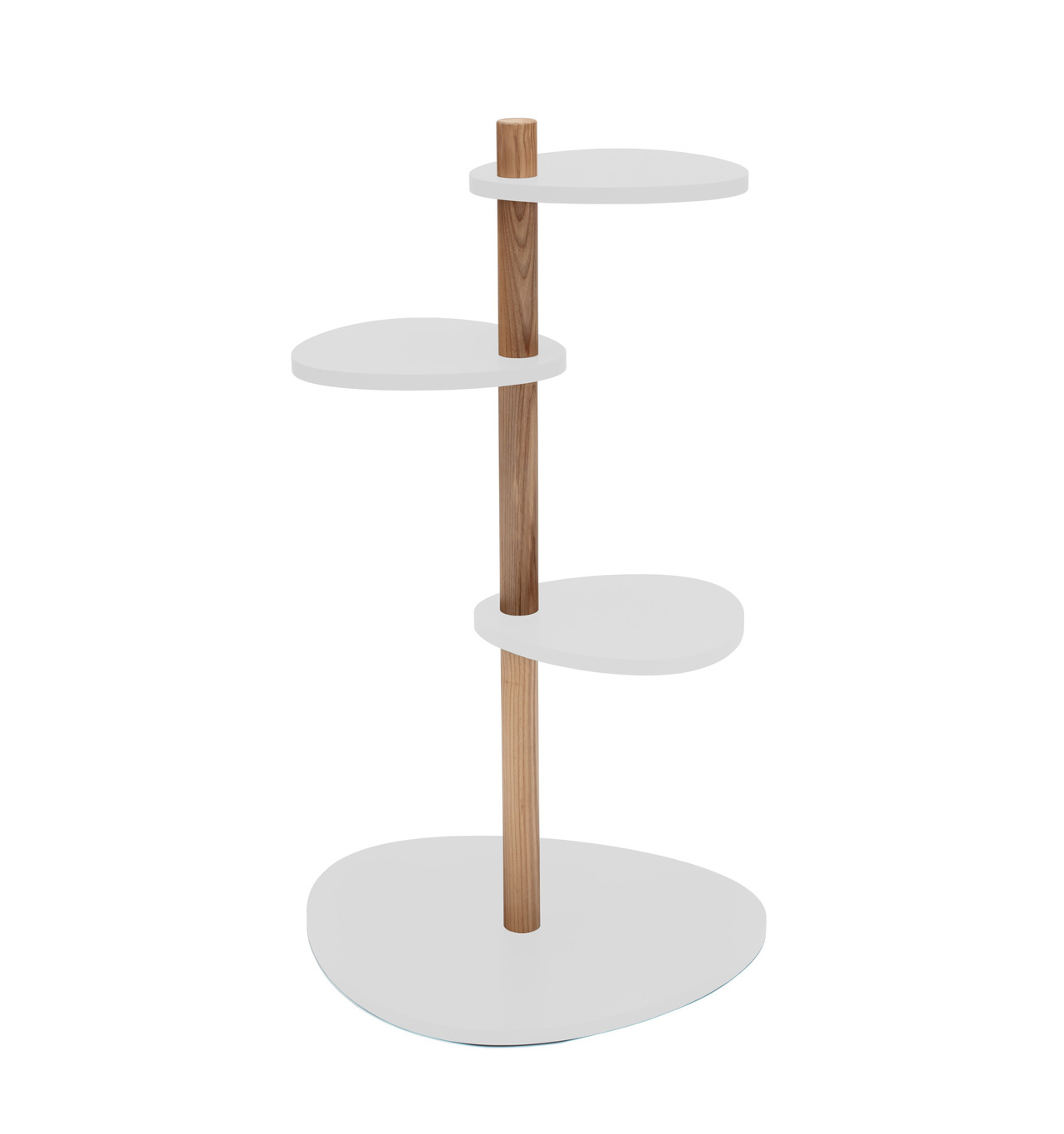 Magla 3-laags plantenstandaard van essenhout en MDF in lichtgrijs, FSC gecertificeerd