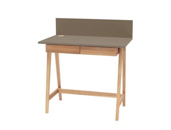 Luka schrijfbureau in beverbruin met essenhouten poten - FSCMIX gecertificeerd