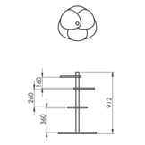 Magla Plantenstandaard - 3-laags, Petrolblauw - 55x91x50 cm - Essenhout & MDF - FSC gecertificeerd