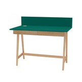 Luka schrijfbureau, zeegroen essenhout poten, 110cm breed met lades - FSCMIX gecertificeerd