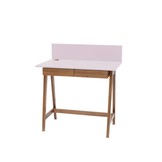 Luka Roze Bureau 85cm Breed met Eiken Poten en Lade | FSC Gecertificeerd