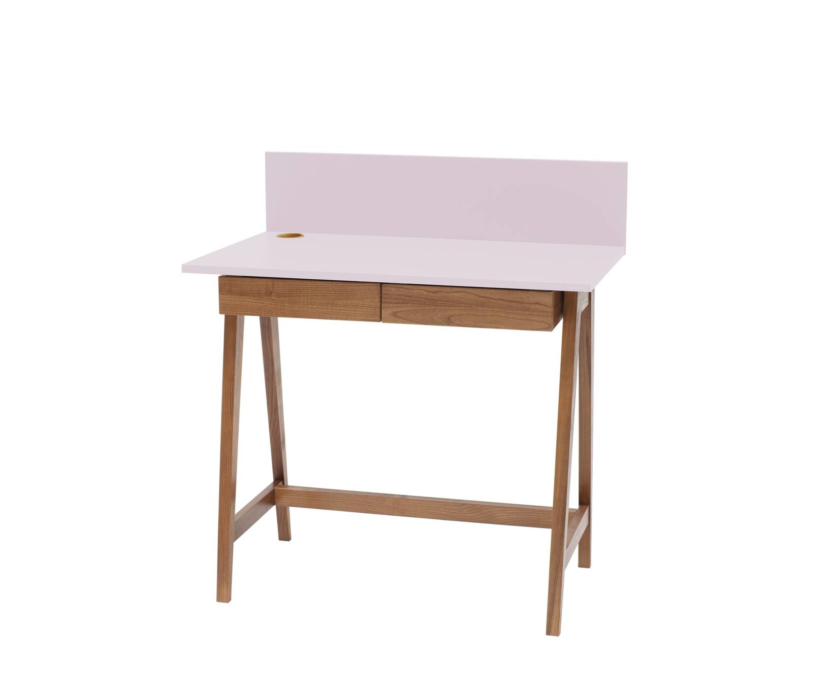 Luka Roze Bureau 85cm Breed met Eiken Poten en Lade | FSC Gecertificeerd