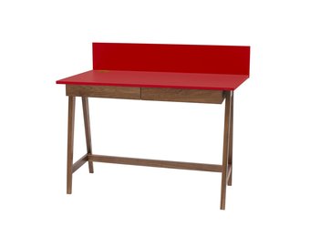 Luka rode schrijftafel met eiken poten & 2 lades - FSC gecertificeerd