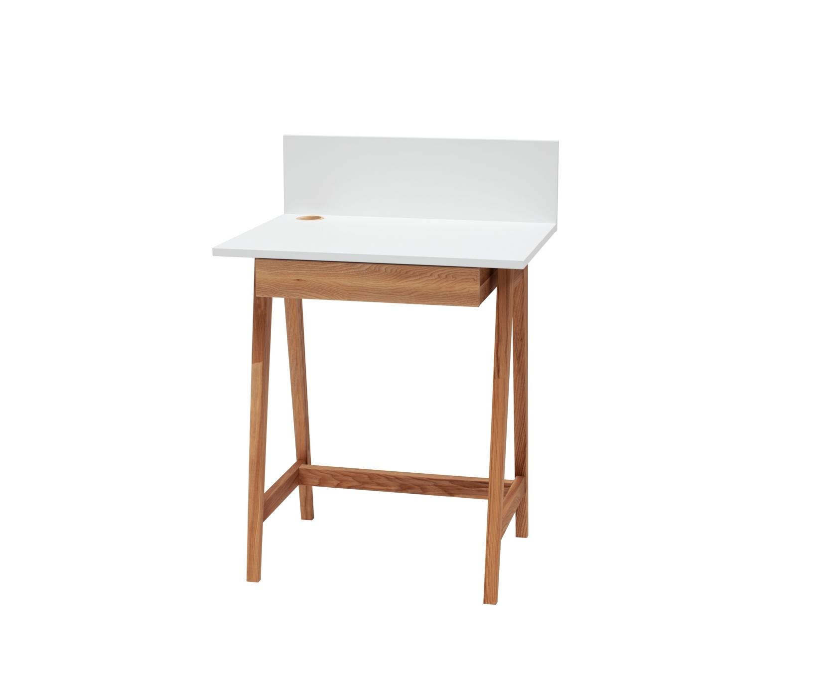 Luka wit bureau met eiken poten - 65x50x75 cm - FSC gecertificeerd