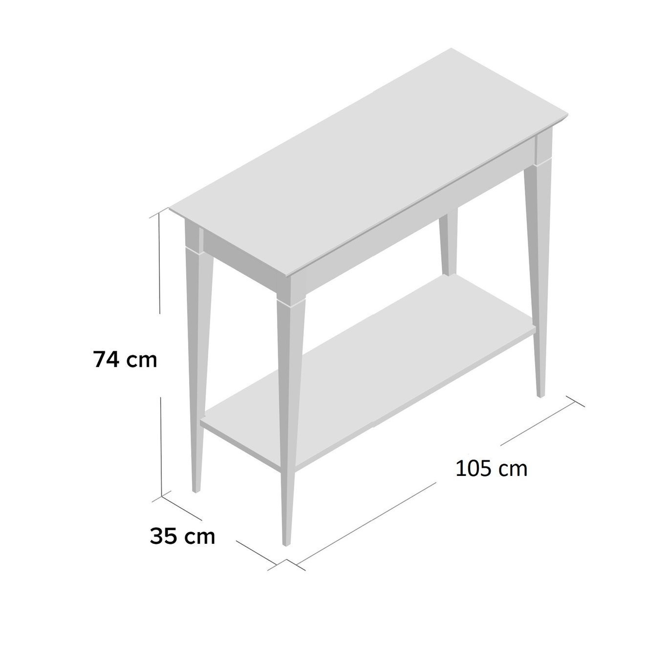 Mamo Consoletafel met schap in lichtgrijs beukenhout en MDF, FSC-gecertificeerd