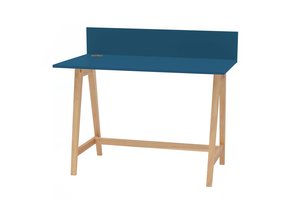 Luka Petrolblauw Bureau | 110 cm breed | Essenhout poten