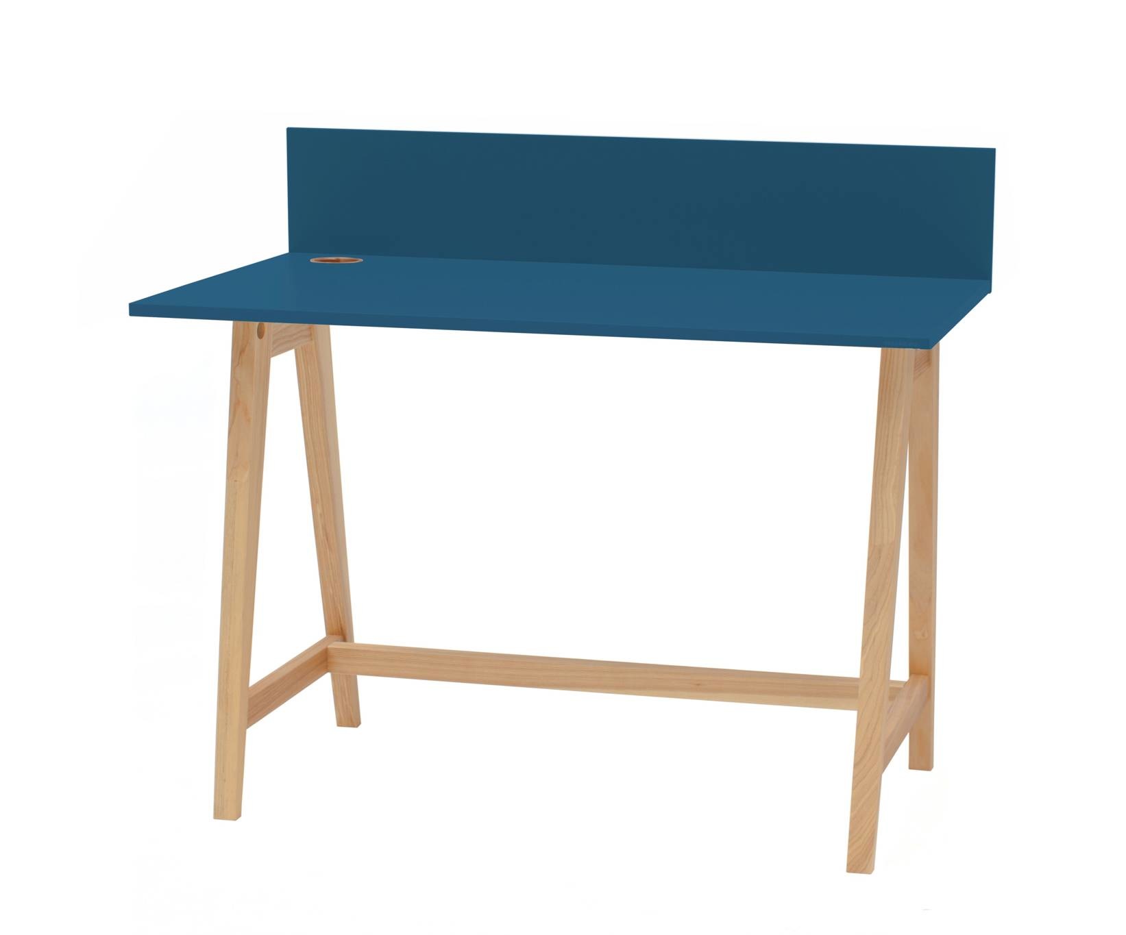 Luka Petrolblauw Bureau | 110 cm breed | Essenhout poten