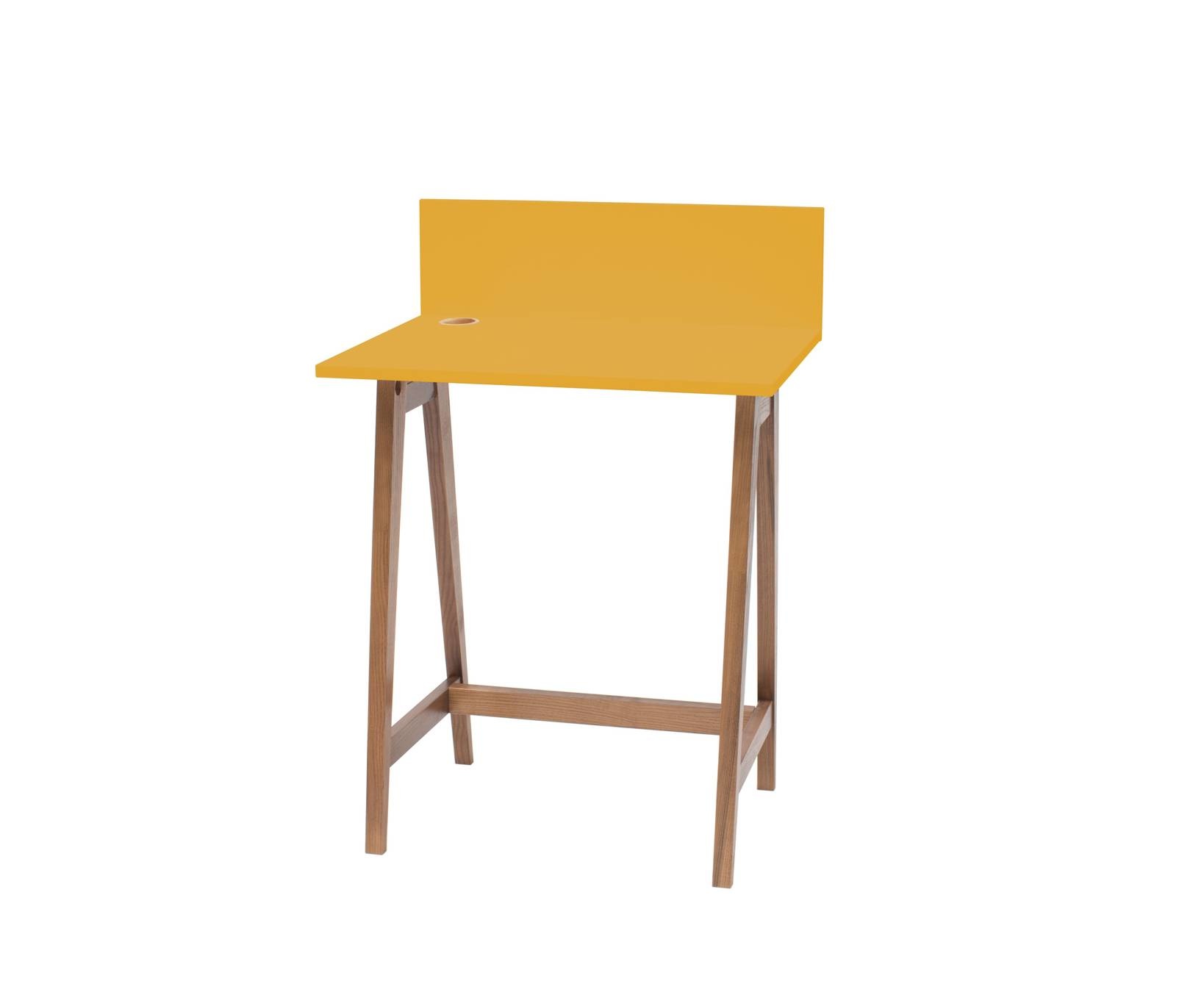 Luka Schrijftafel in Bezem Geel met Eiken Poten - 65x75x50cm