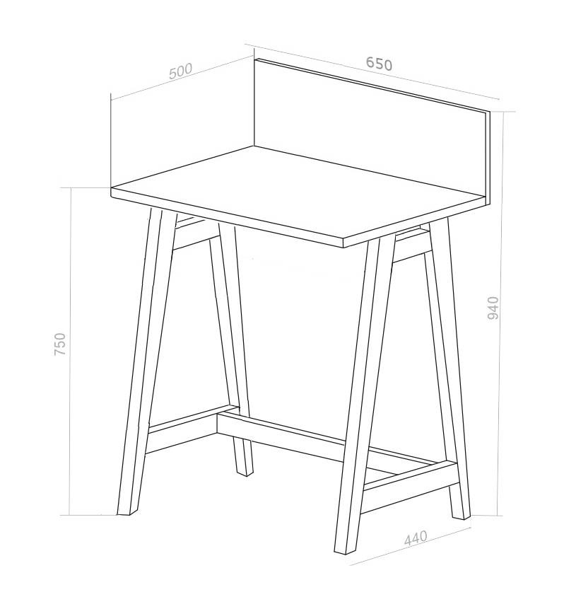 Luka Schrijftafel in Bezem Geel met Eiken Poten - 65x75x50cm