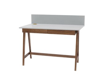 Luka Schrijftafel - Lichtgrijs Essen & Eiken - 110cm breed - Met Lades
