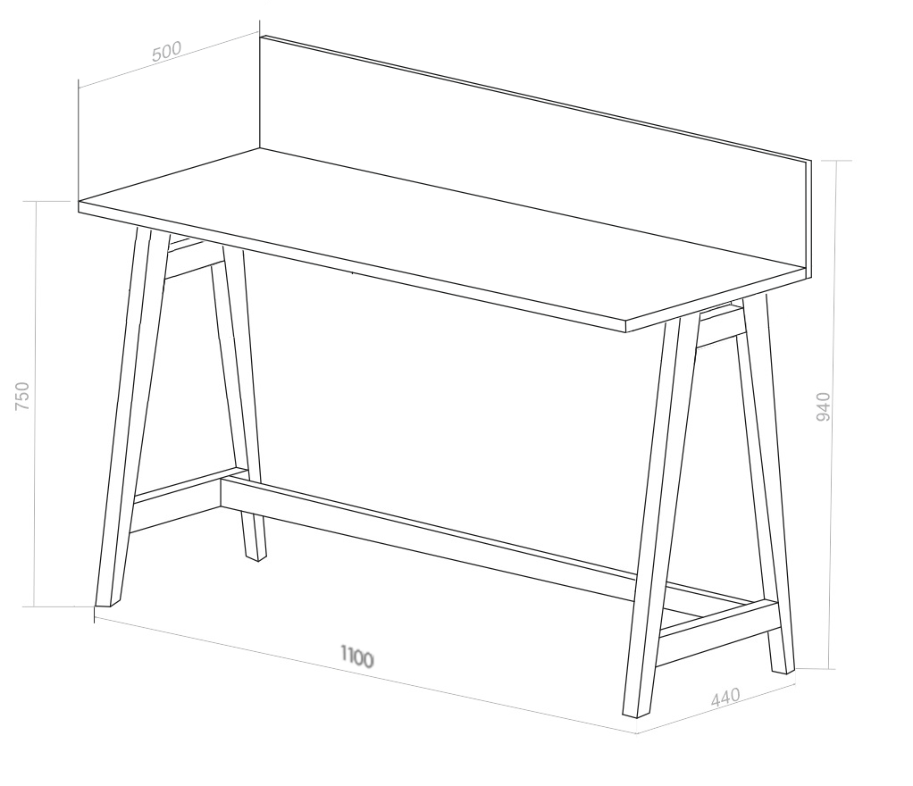 Luka saliegroen bureau - 110 cm breed, eiken poten.