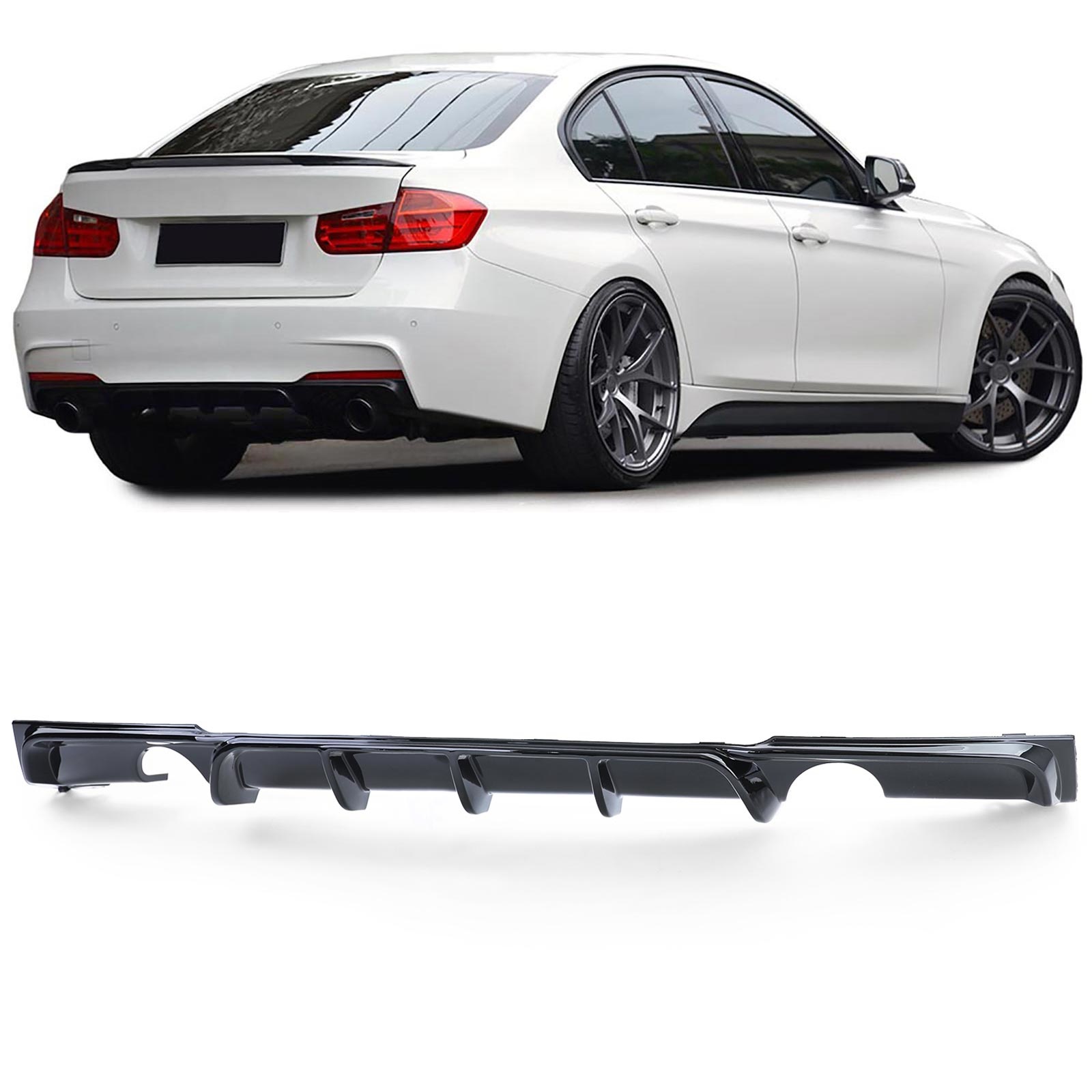 Achterdiffusor - BMW 3 Serie F30 F31 335i 340i - Zwart Glans - Performance